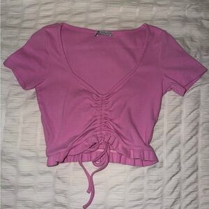Zara Pink Gathered Crop Top